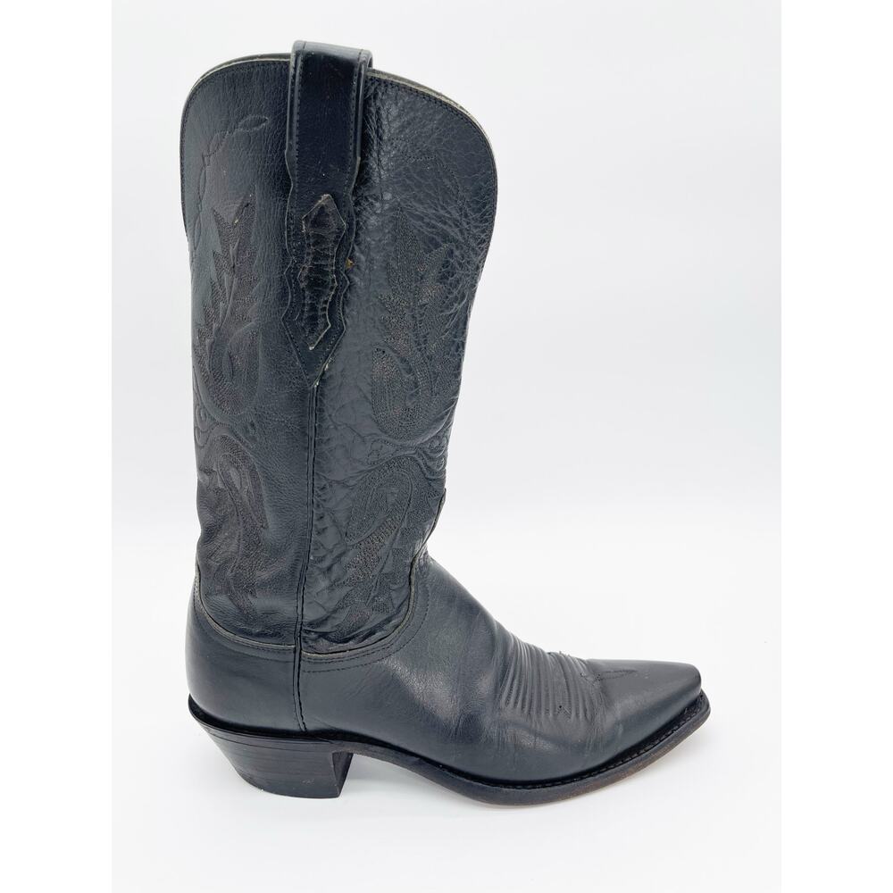 Lucchese 1883 Women’s 8 Black Burnished Buffalo Snip Toe Western Cowgirl Boots - Picture 2 of 11